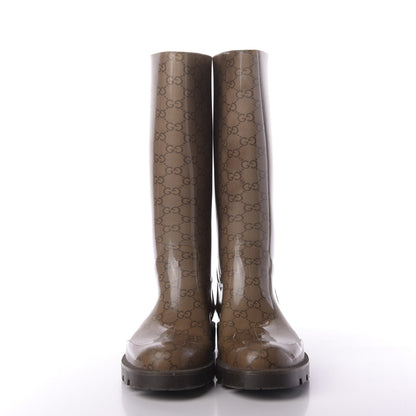 Gucci Rubber Monogram Edinburg Rain Boots 40 Transparent Cocoa 2 of 8