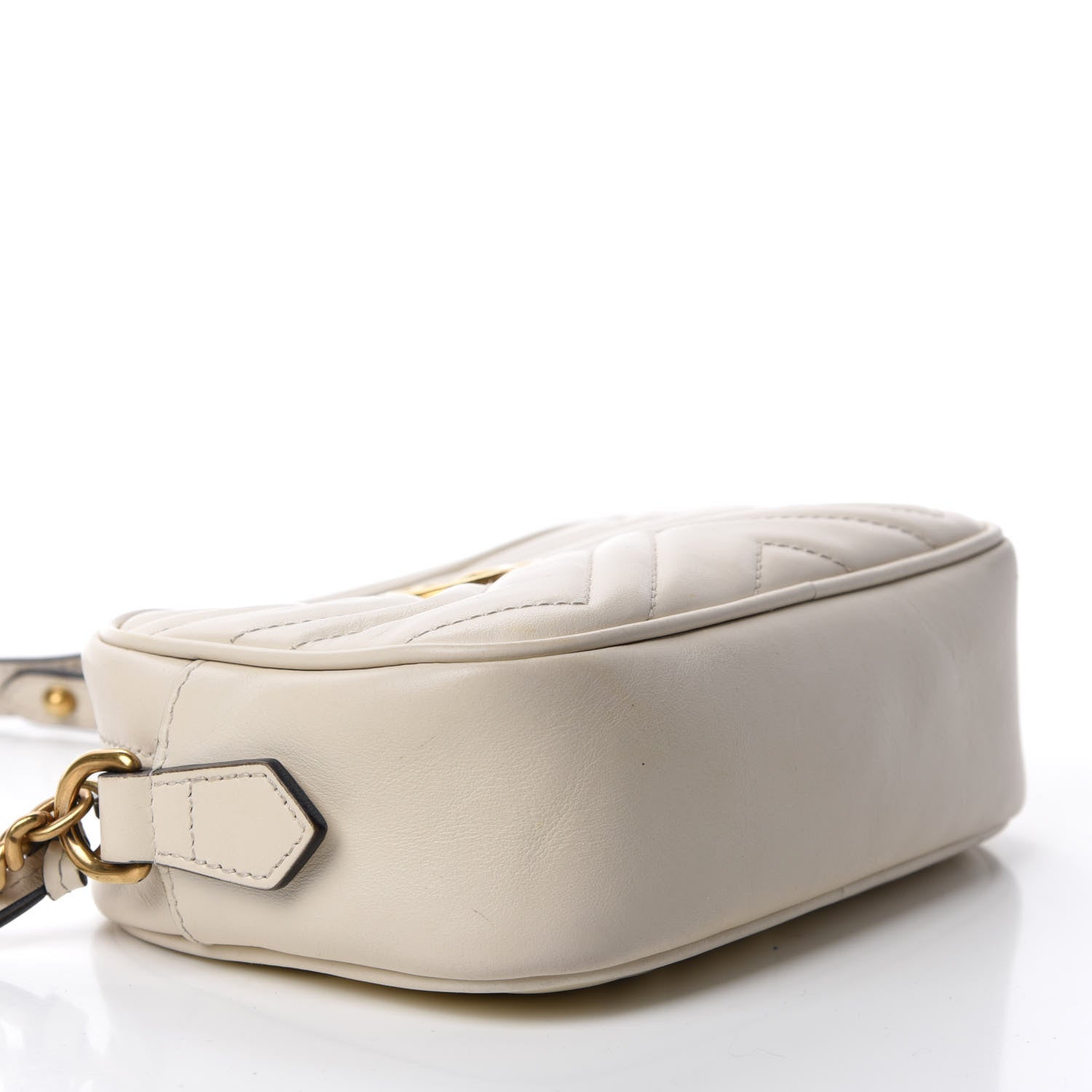 Gucci Calfskin Matelasse Mini GG Marmont Chain Shoulder Bag White 4 of 13
