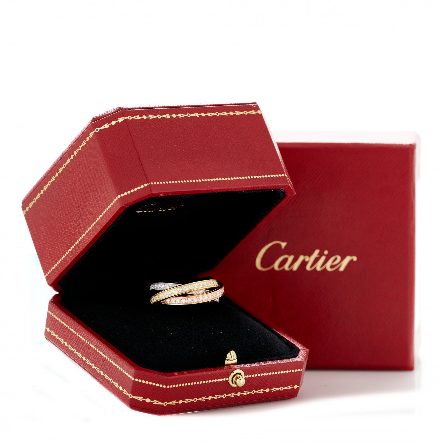 Cartier 18K White Yellow Pink Gold Diamond Trinity Ring 65 11 6 of 6