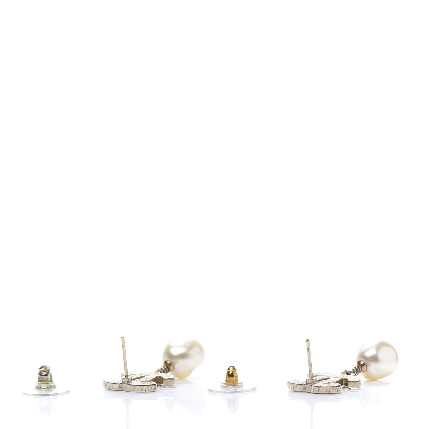 Pearl Enamel CC Drop Earrings Black