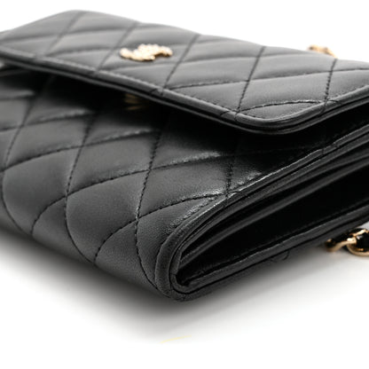 Chanel Lambskin Quilted Pearl My Shoulder Mini French Wallet On Chain WOC Black 10 of 12