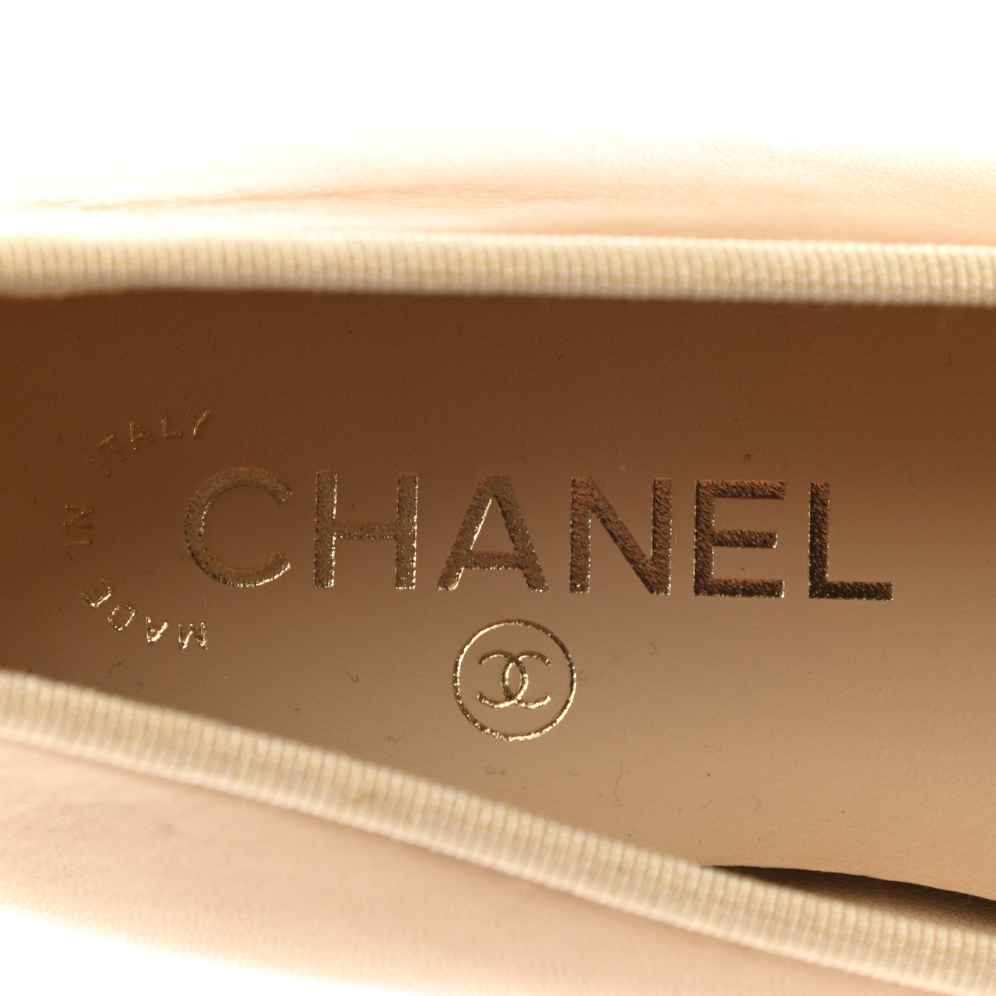 Lambskin Cap Toe Ballerina Flats 38 Beige Black