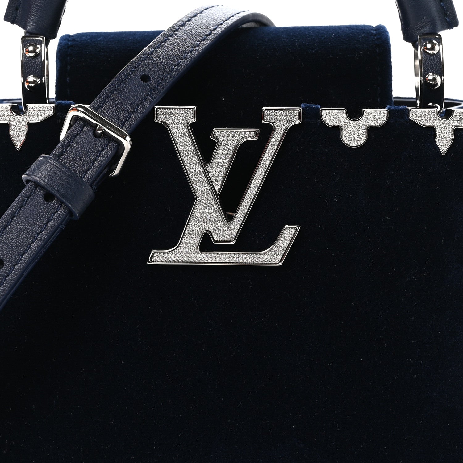 Louis Vuitton Velvet Crystal Capucines Mini Midnight Blue 7 of 10