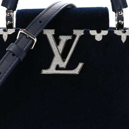 Louis Vuitton Velvet Crystal Capucines Mini Midnight Blue 7 of 10