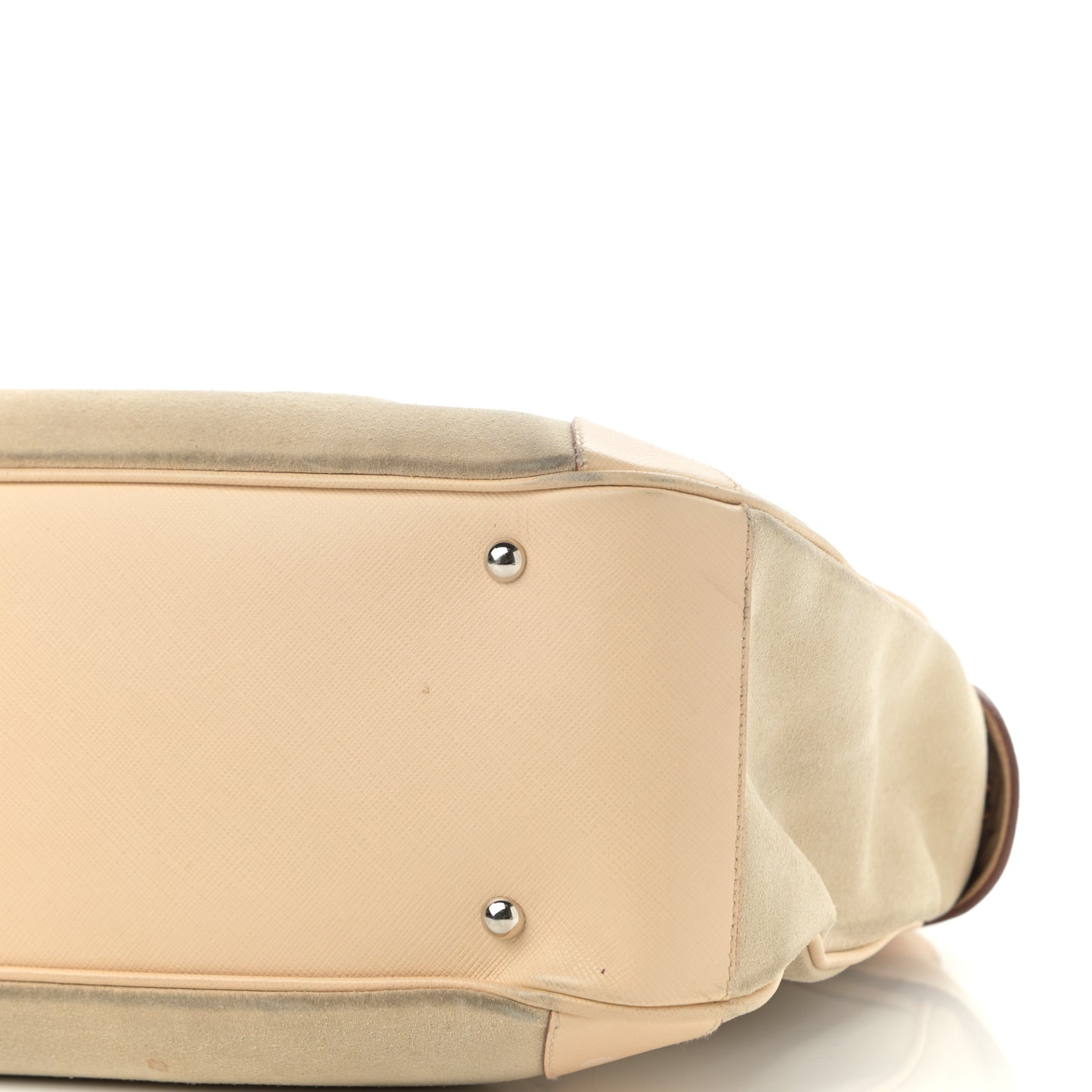 Suede Hammered Calfskin Gancini Satchel Beige