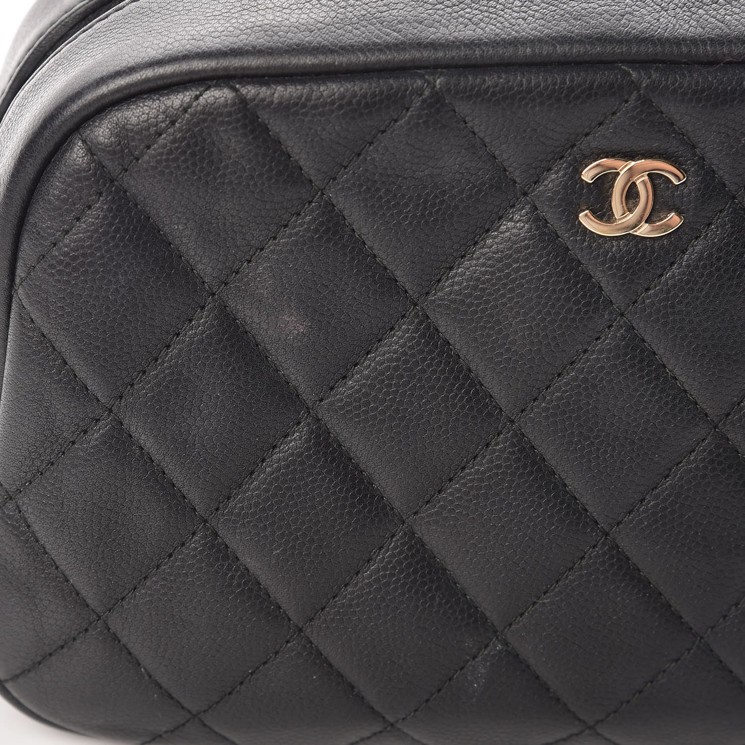 Chanel Caviar Quilted Curvy Pouch Cosmetic Case Black 12 of 19