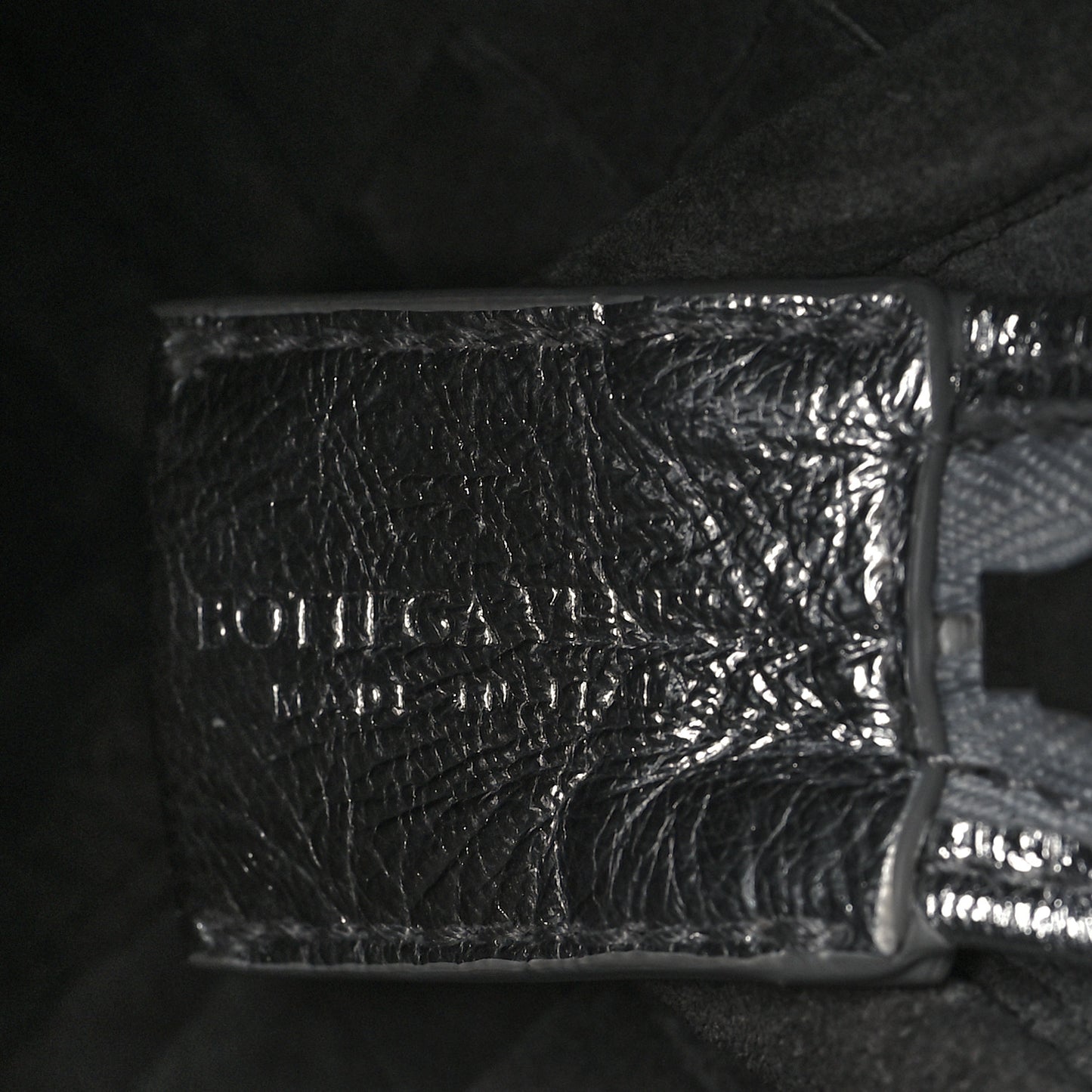 Metallic Calfskin Intrecciato Mini Loop Camera Bag Silver