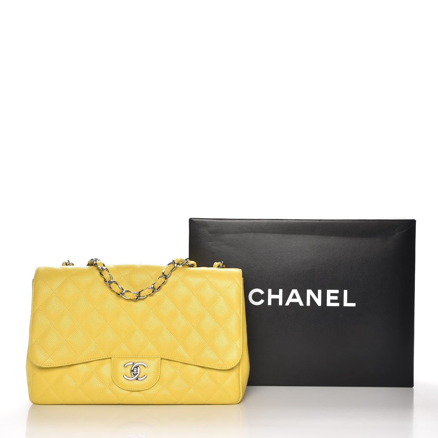 Chanel Caviar Quilted Jumbo Single Flap Yellow 8 of 8