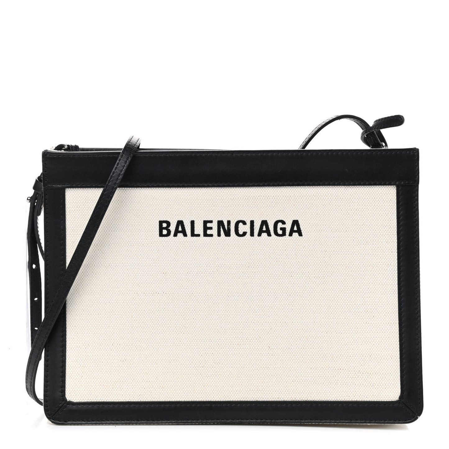 Cotton Canvas Pochette Crossbody Bag Black