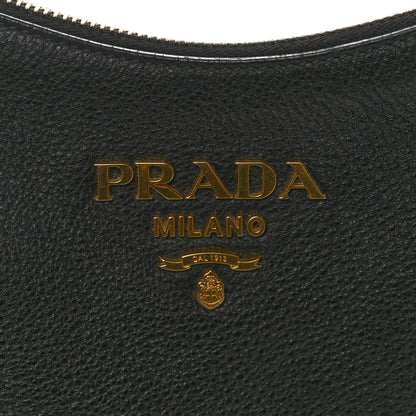 Prada Vitello Phenix Zippered Messenger Hobo Black 12 of 16