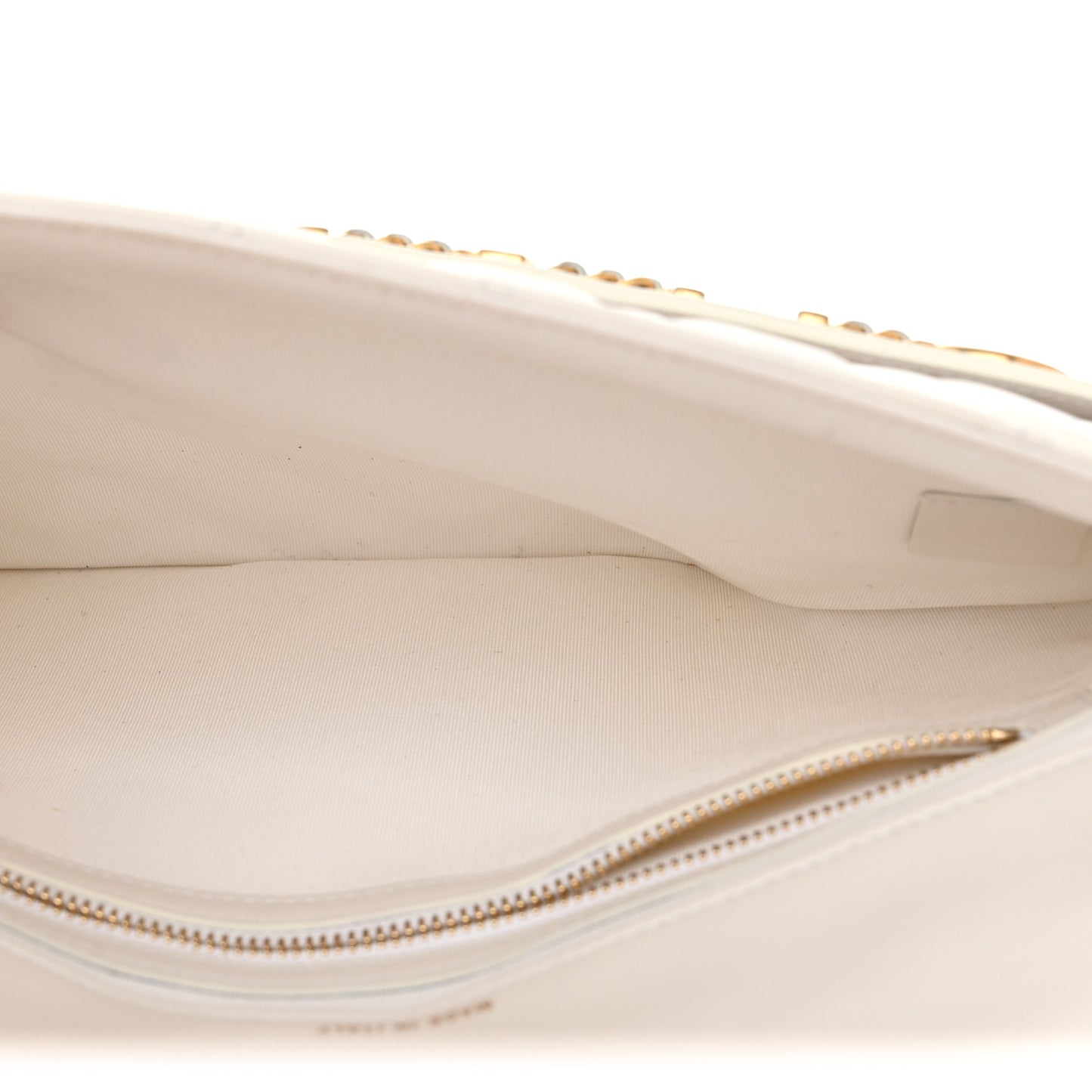 Calfskin Quilted Enchained Clutch White