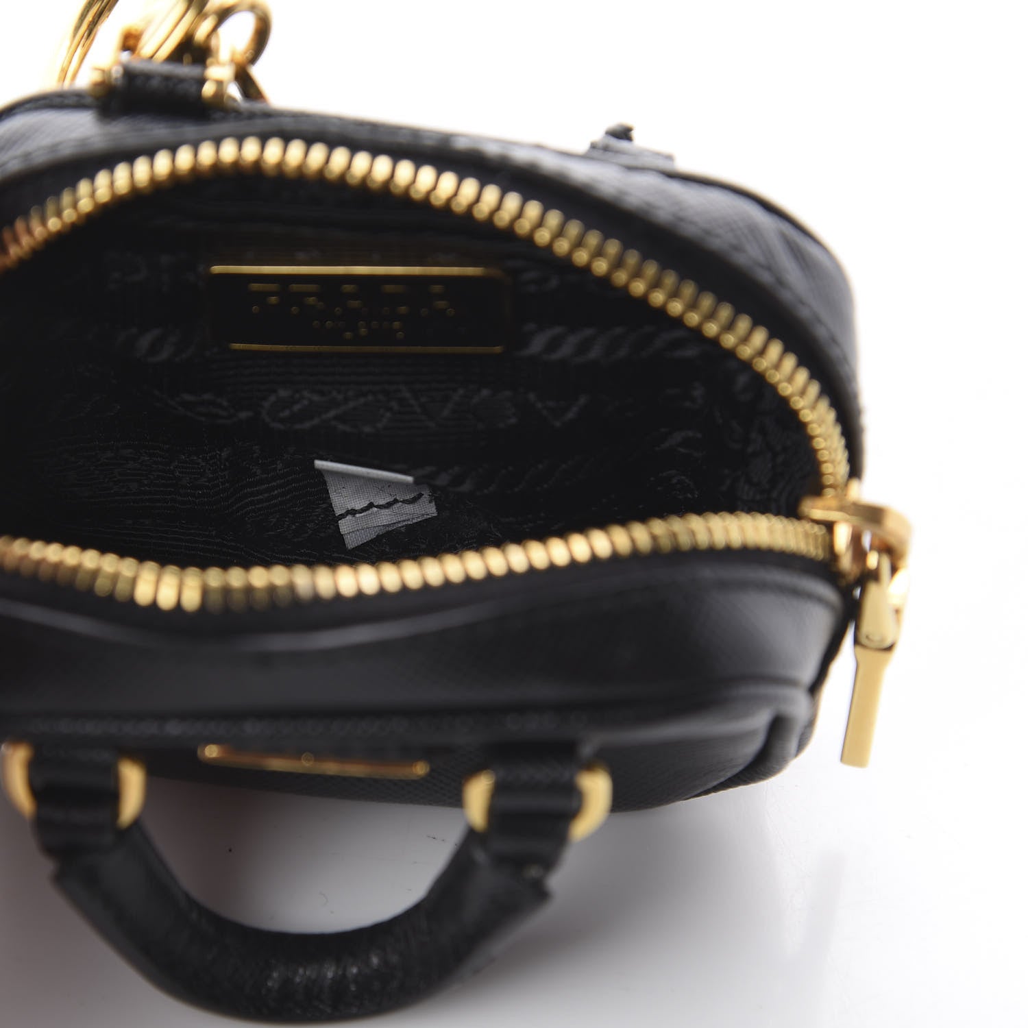 Prada Saffiano Lux Mini Top Handle Key Pouch Black 3 of 4