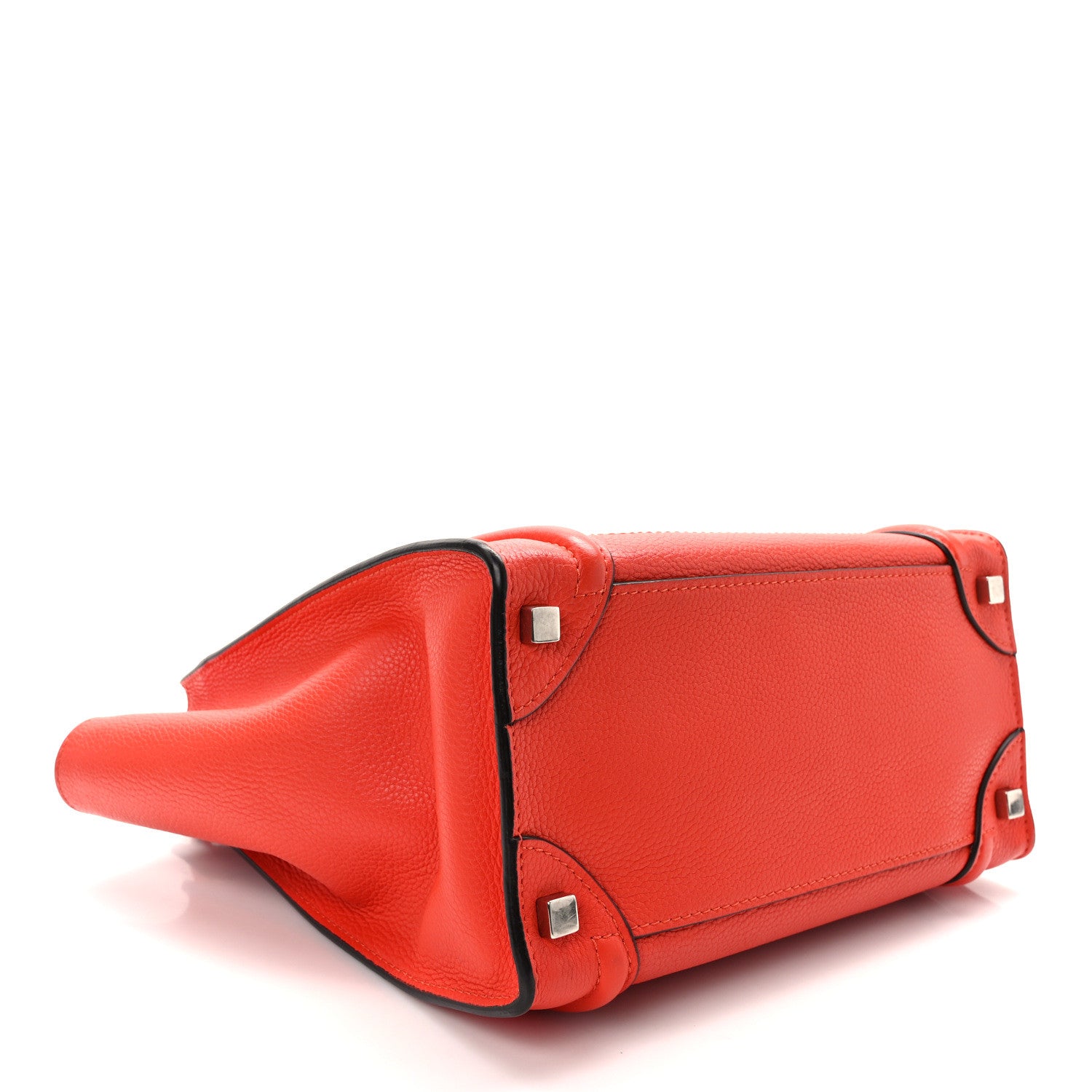 Celine Drummed Calfskin Micro Luggage Vermillion 4 of 17