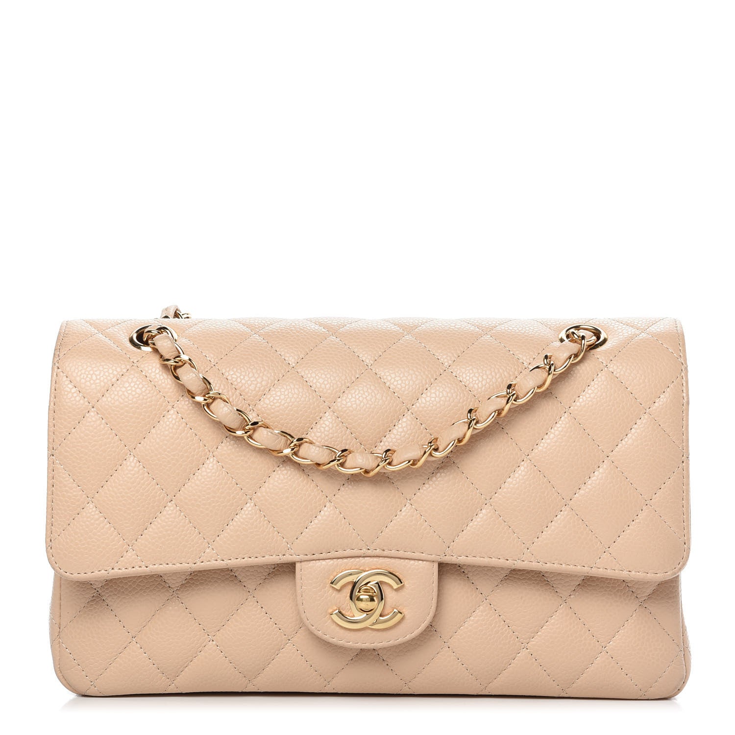 Chanel Caviar Quilted Medium Double Flap Beige 1 of 9