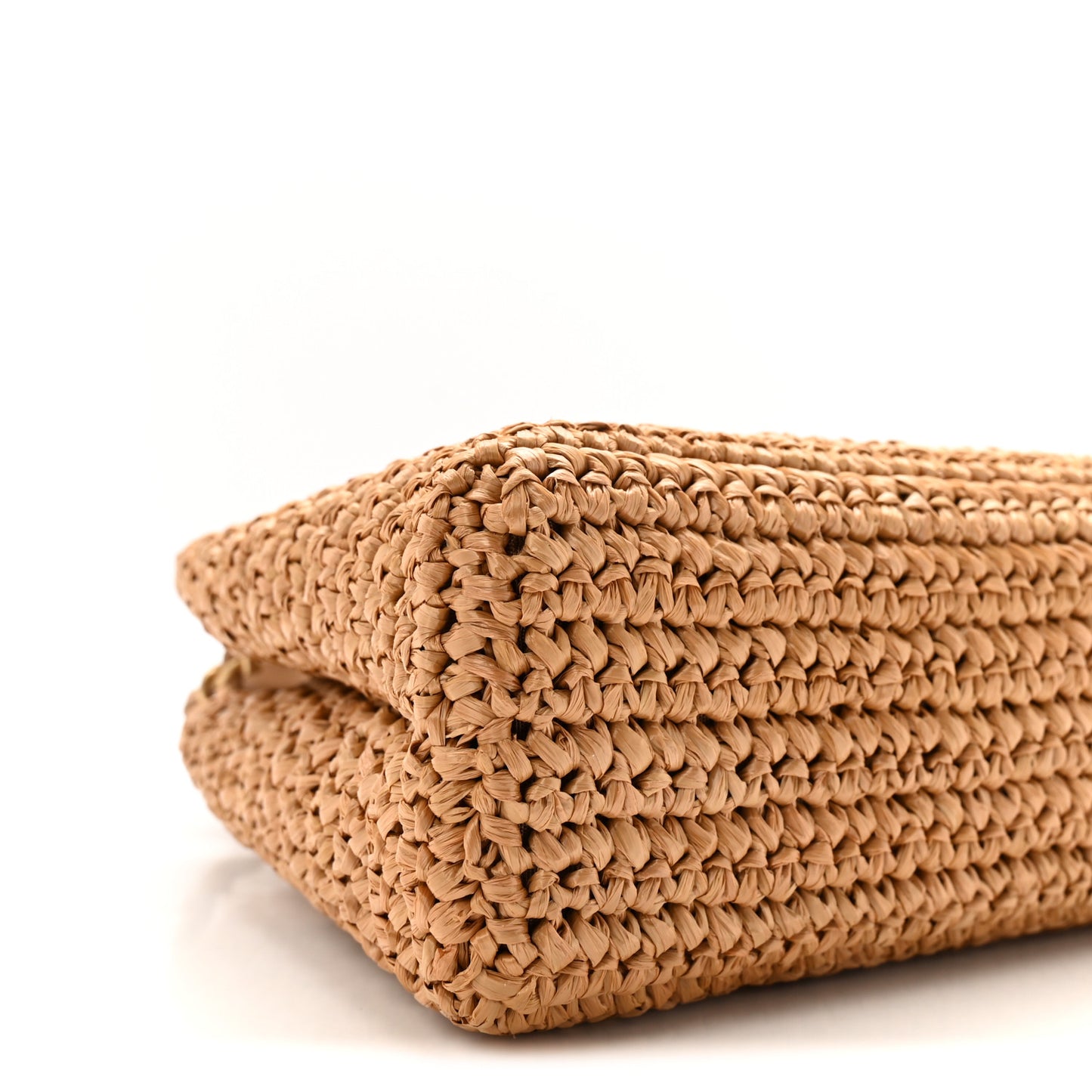 Braided Raffia Nano Kelly Flap Bag Dark Beige