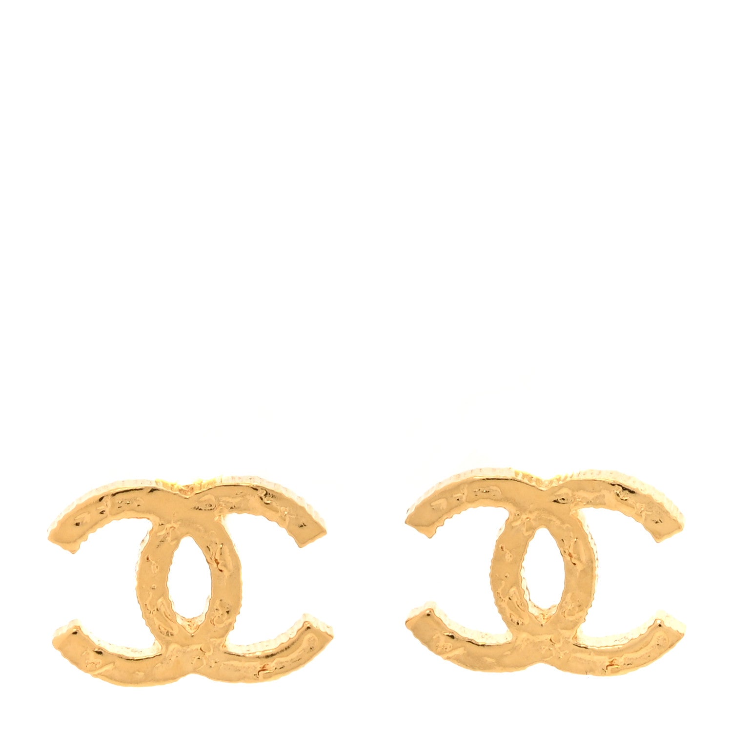 Chanel Metal Textured CC Earrings Gold 1 of 5