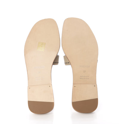 Hermes Epsom Perforated Oran Sandals 37 Etain 7 of 10