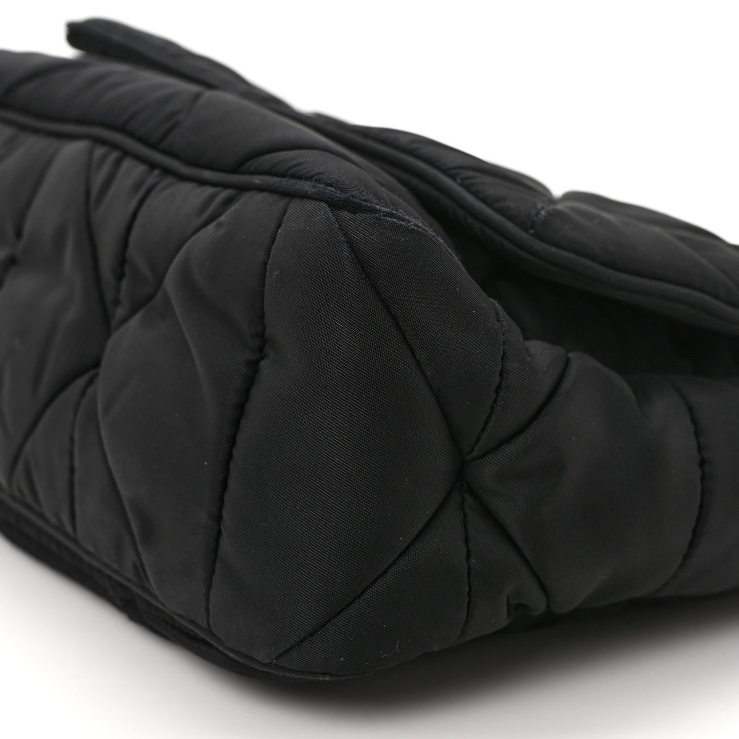 Re-Nylon Quilted Padded Flap Shoulder Bag Black