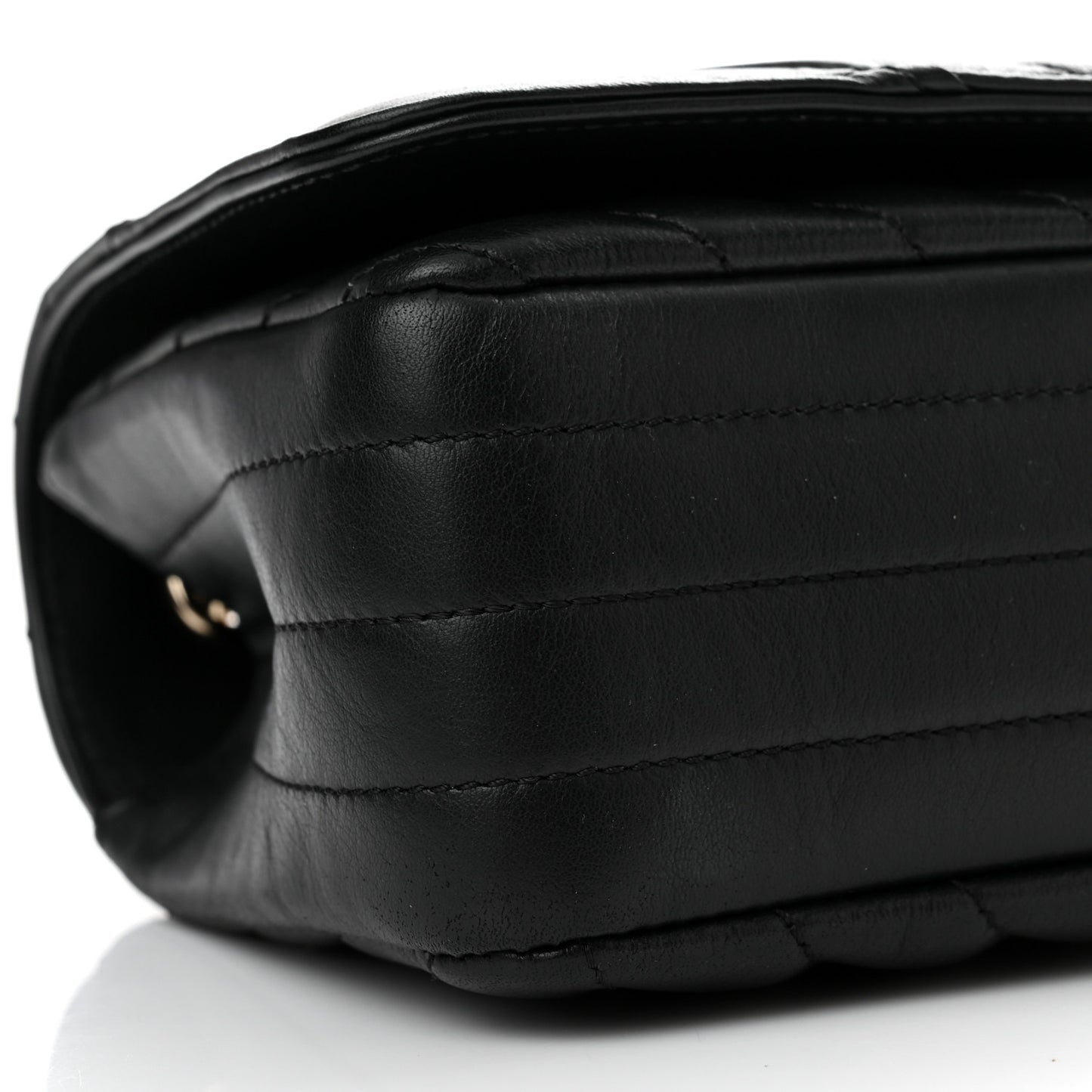 Calfskin Chevron Quilted Mini Statement Flap Black