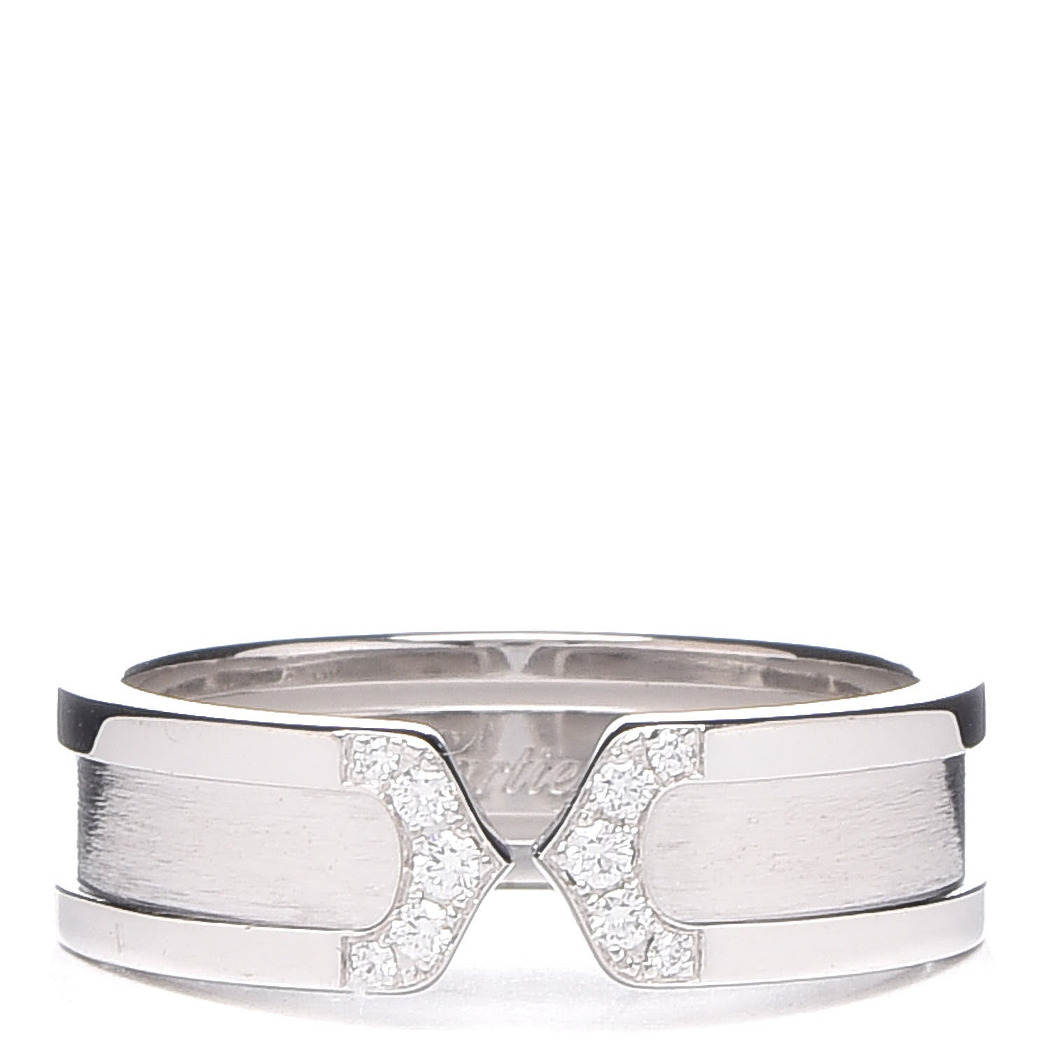 Cartier 18K White Gold Diamond 6.5mm Logo De Ring 60 9 1 of 5
