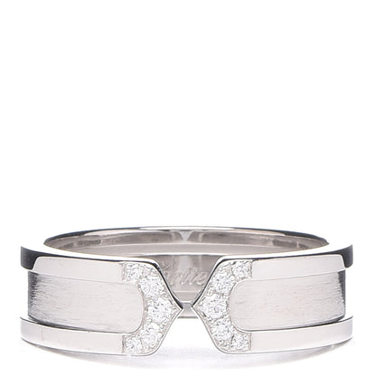 Cartier 18K White Gold Diamond 6.5mm Logo De Ring 60 9 1 of 5