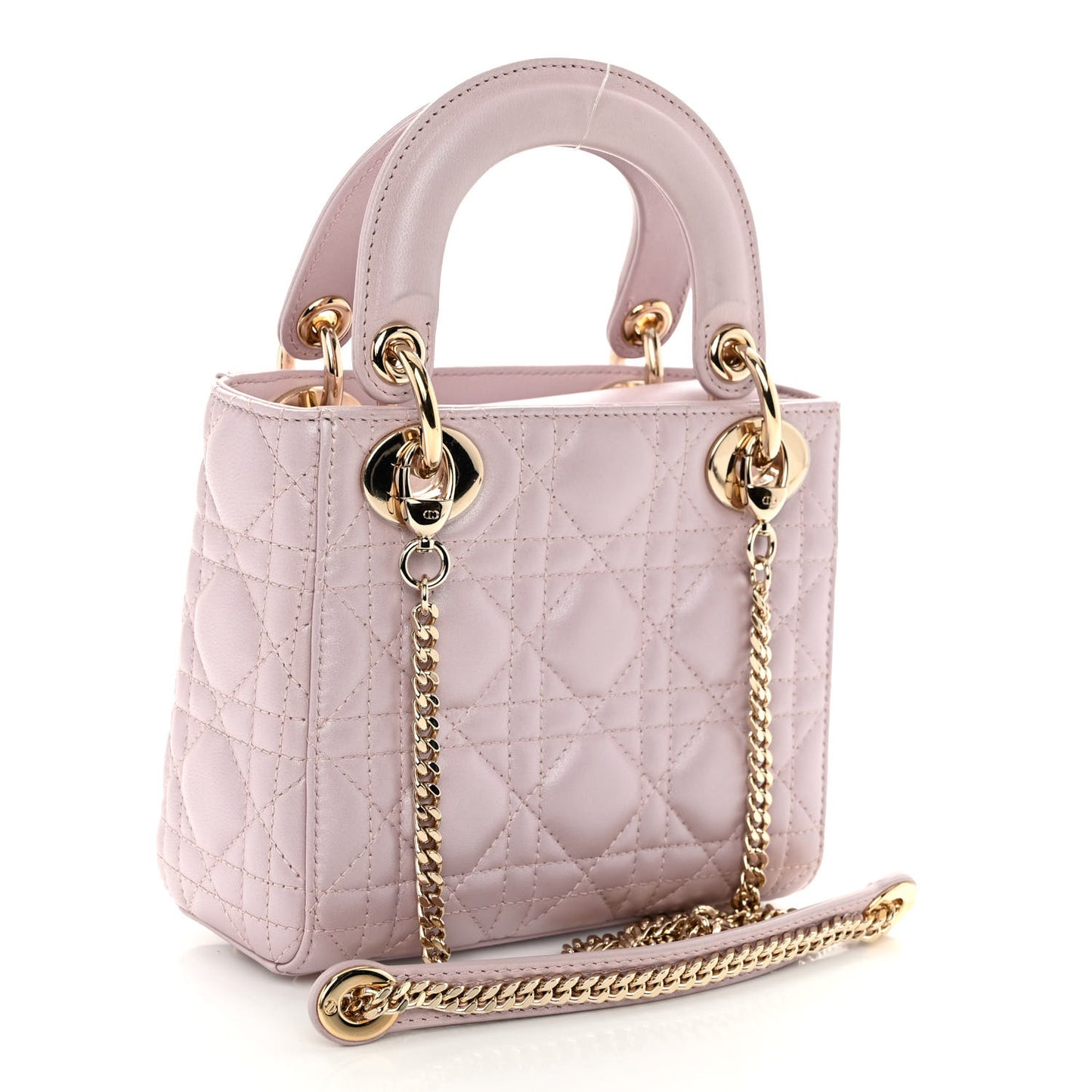 Metallic Lambskin Cannage Mini Lady Dior Lotus