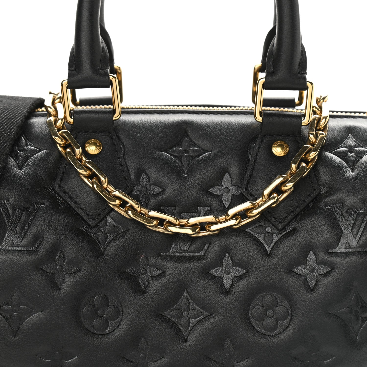 Louis Vuitton Lambskin Embossed Monogram Speedy 22 Bandouliere Black 7 of 12