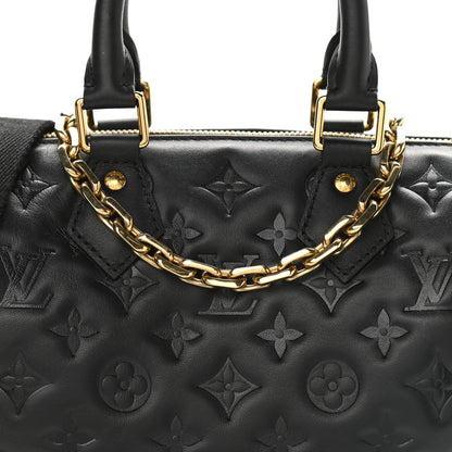 Louis Vuitton Lambskin Embossed Monogram Speedy 22 Bandouliere Black 7 of 12