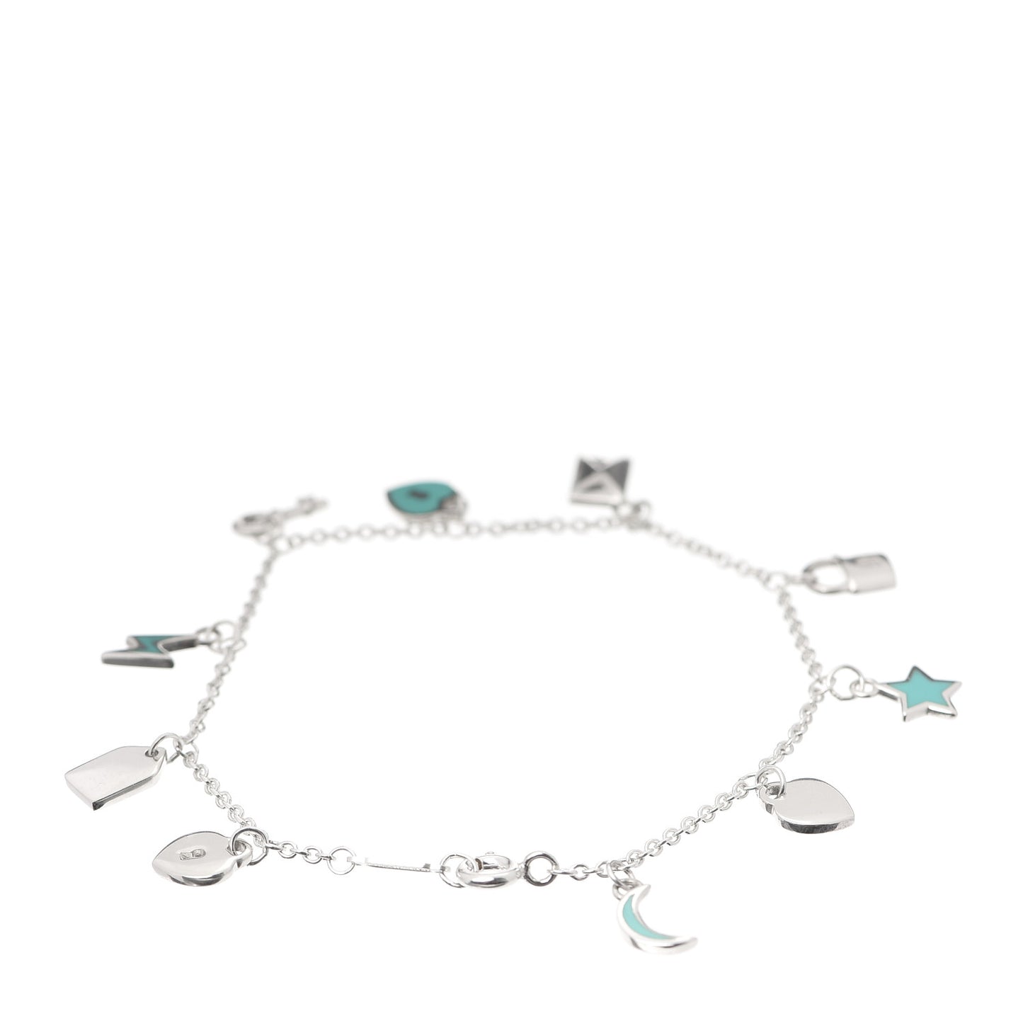 Sterling Silver Enamel Love Notes Charm Bracelet Blue