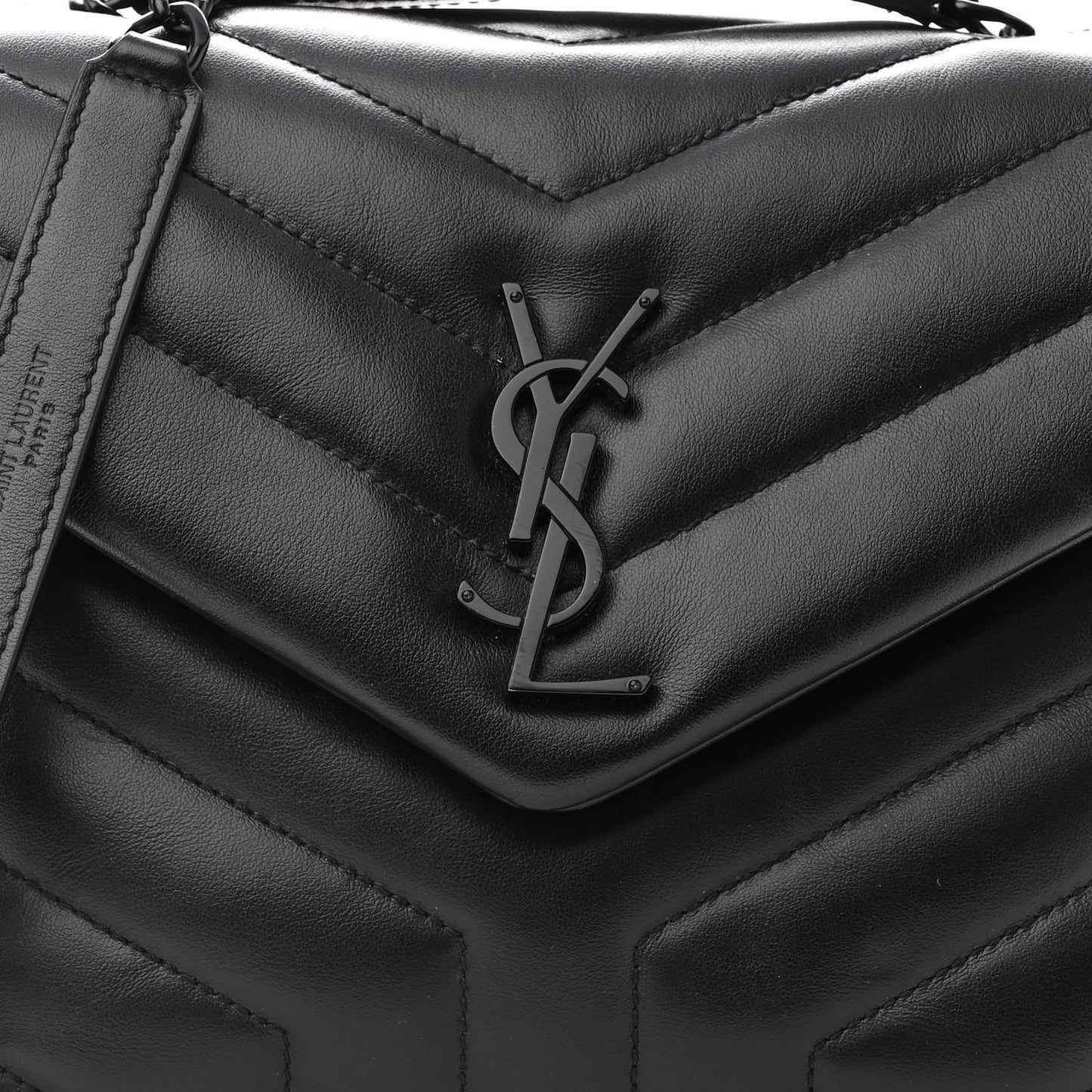 Calfskin Y Quilted Monogram Small Loulou Chain Satchel Black