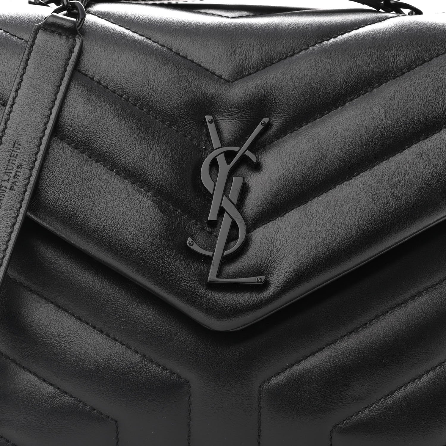 Saint Laurent Calfskin Y Quilted Monogram Small Loulou Chain Satchel Black 7 of 9
