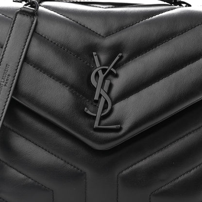 Saint Laurent Calfskin Y Quilted Monogram Small Loulou Chain Satchel Black 7 of 9