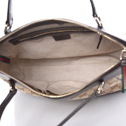 Gucci Monogram Web Mayfair Top Handle Satchel Dark Brown 7 of 19