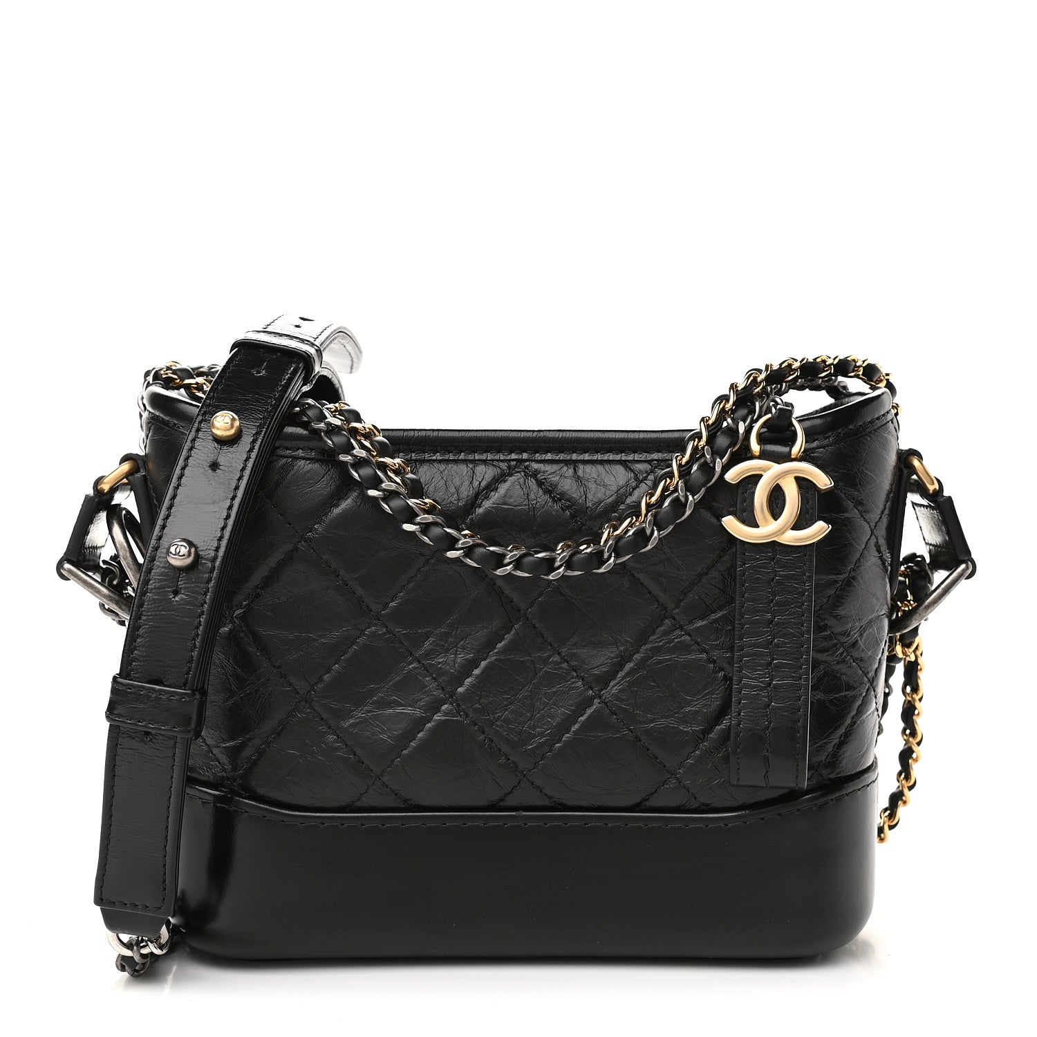 Chanel Aged Calfskin Quilted Small Gabrielle Hobo Black 1 of 10