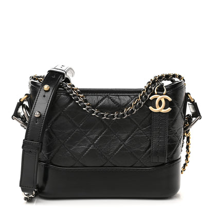 Chanel Aged Calfskin Quilted Small Gabrielle Hobo Black 1 of 10