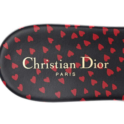 Christian Dior Canvas Pop Heart I Love Paris Embroidered Dway Flat Slide Sandals 41 Deep Blue Red 7 of 9