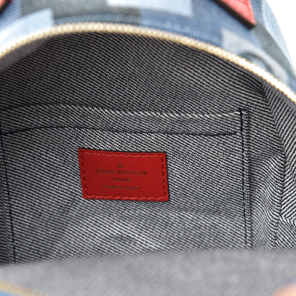 Louis Vuitton Denim Damier Monogram Patchwork Palm Springs Backpack Mini Blue Rouge 5 of 9
