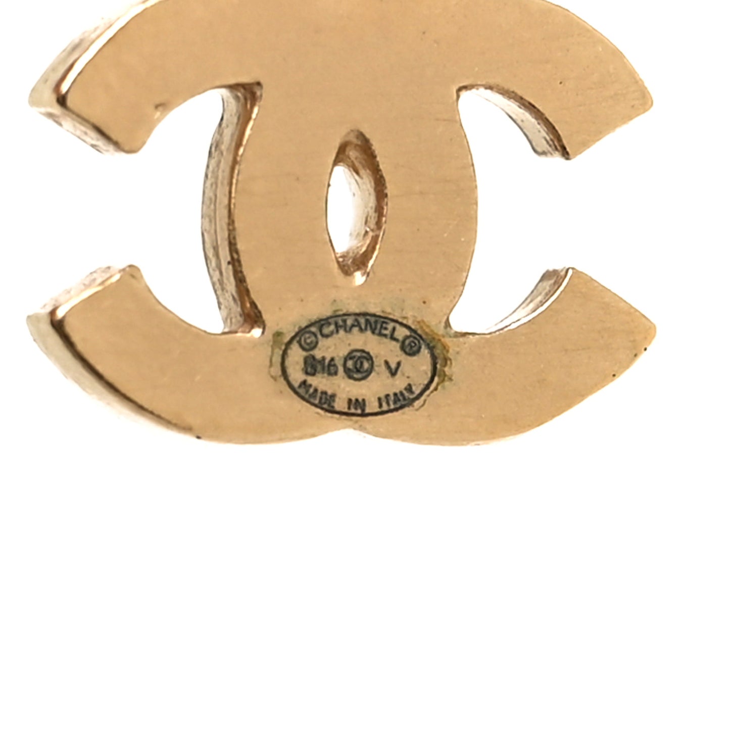 Crystal CC Flower Dangle Earrings Gold Beige