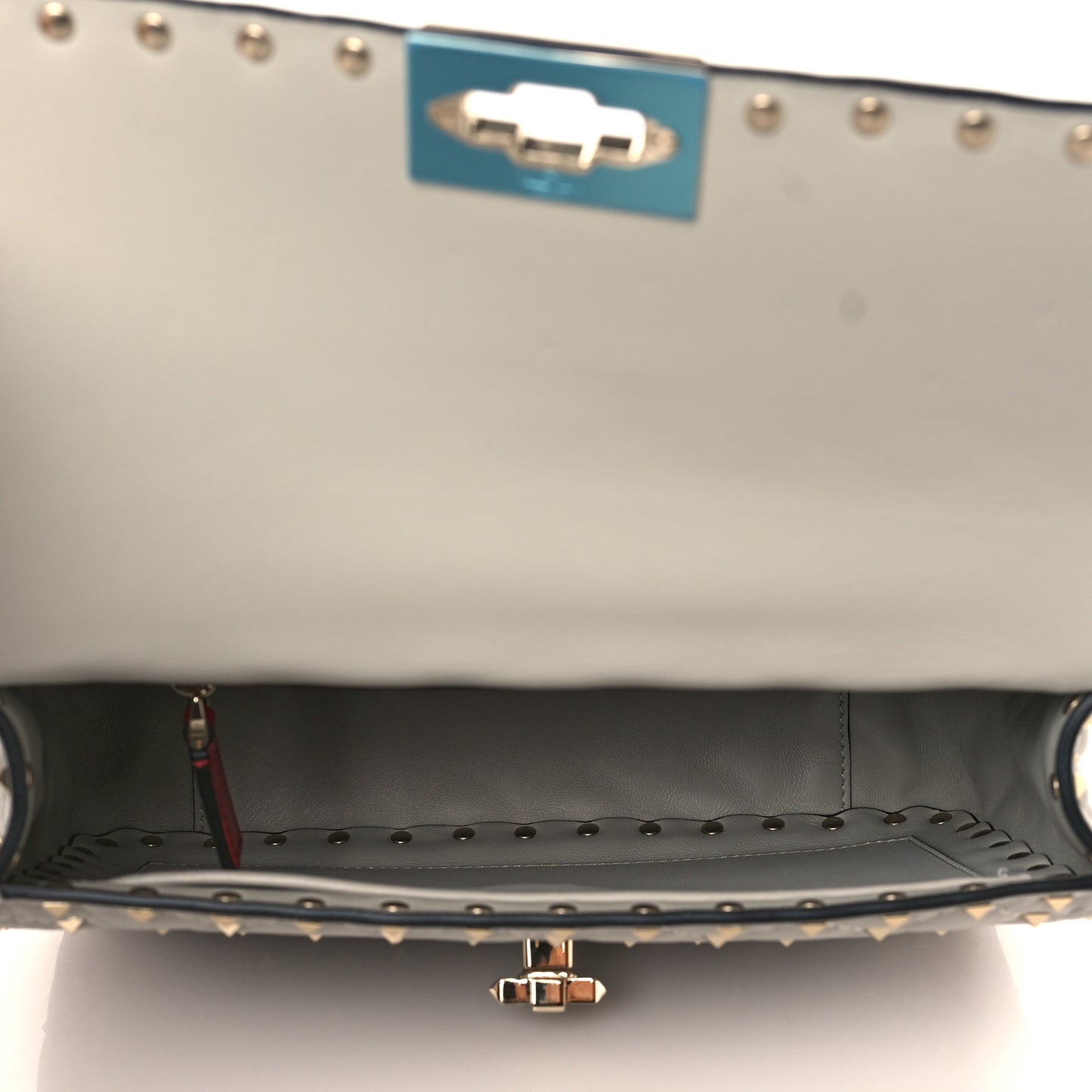 Nappa Medium Rockstud Spike Shoulder Bag Pastel Grey
