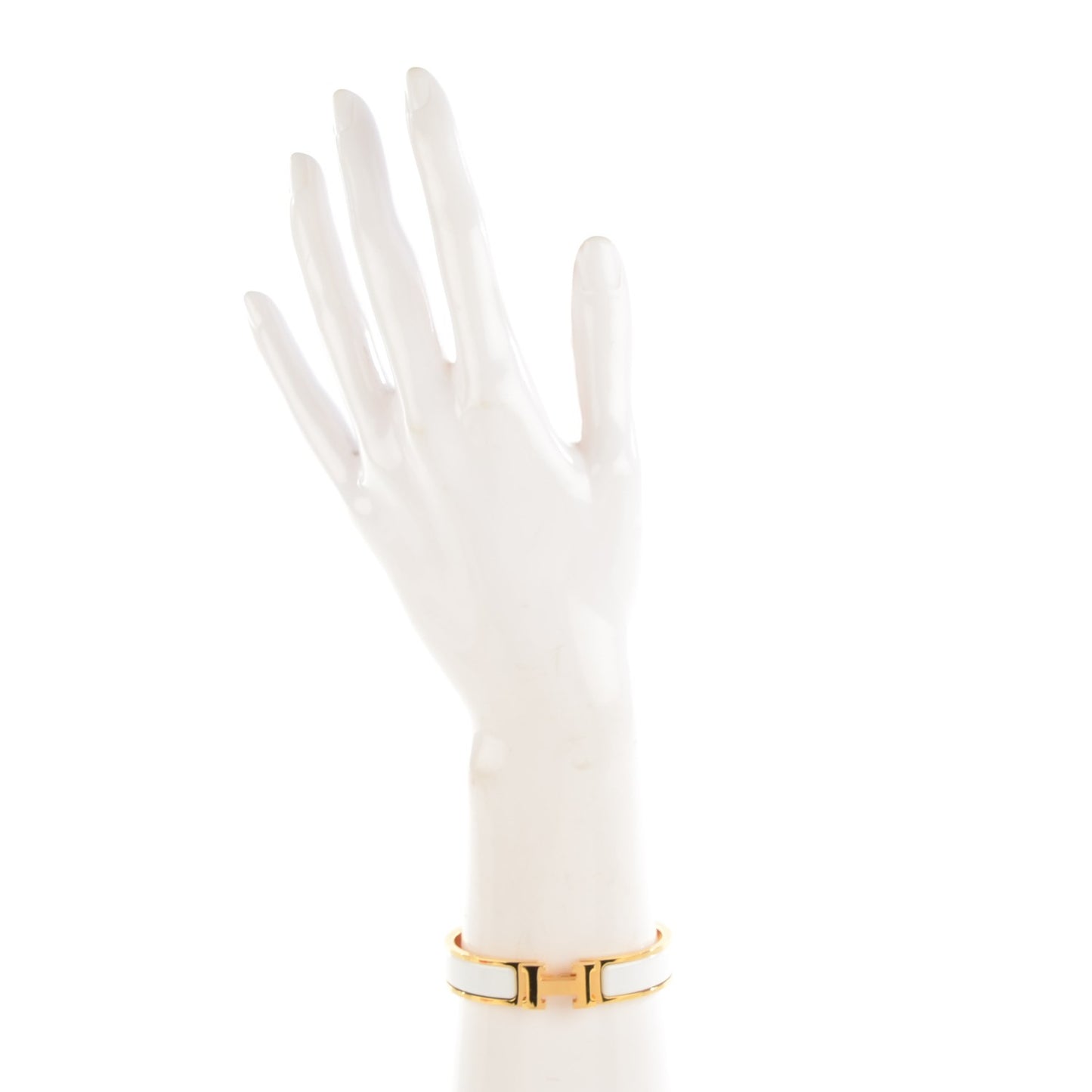 Enamel Narrow Clic Clac H Bracelet PM White