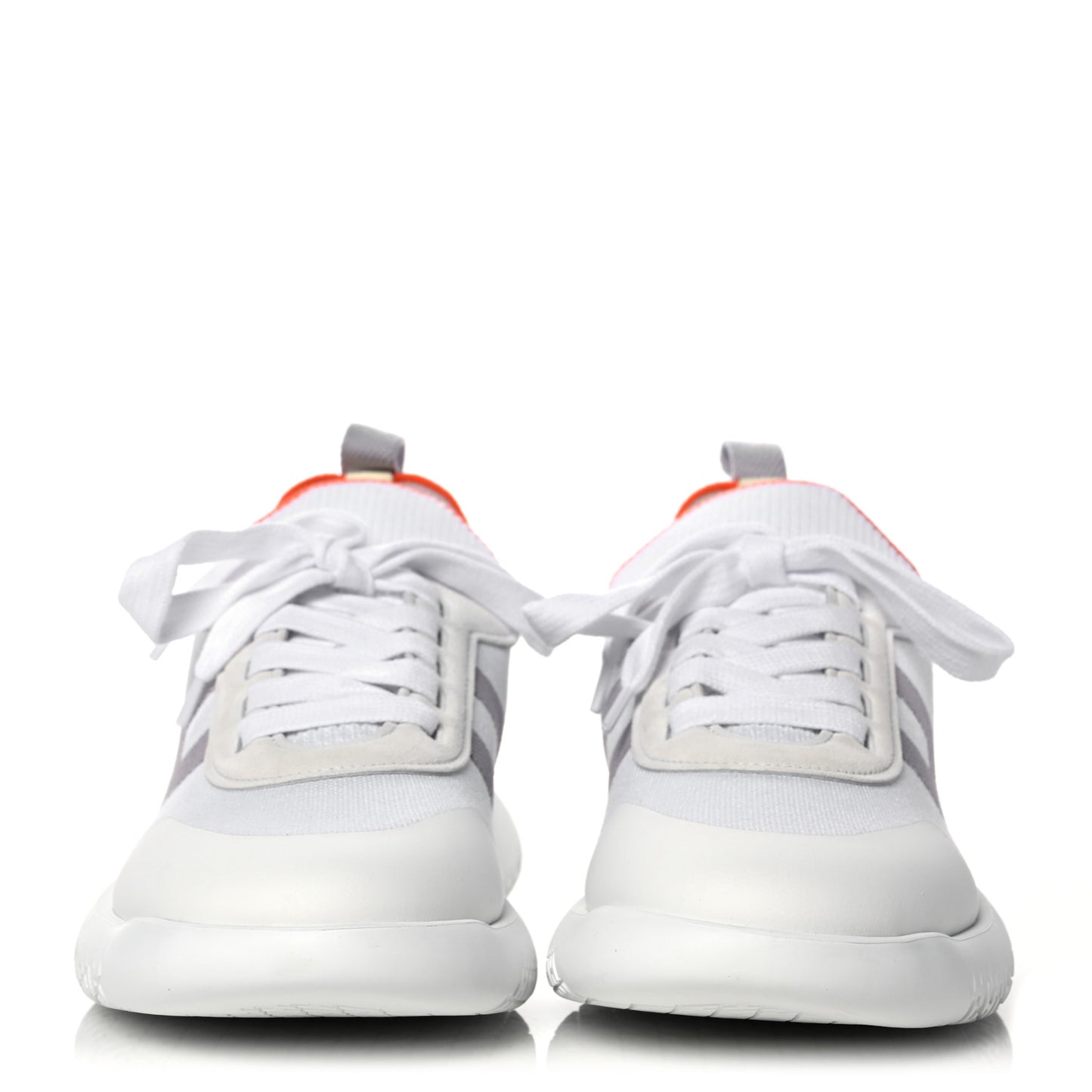 Knit Suede Goatskin Crew Sneakers 41 White Gris