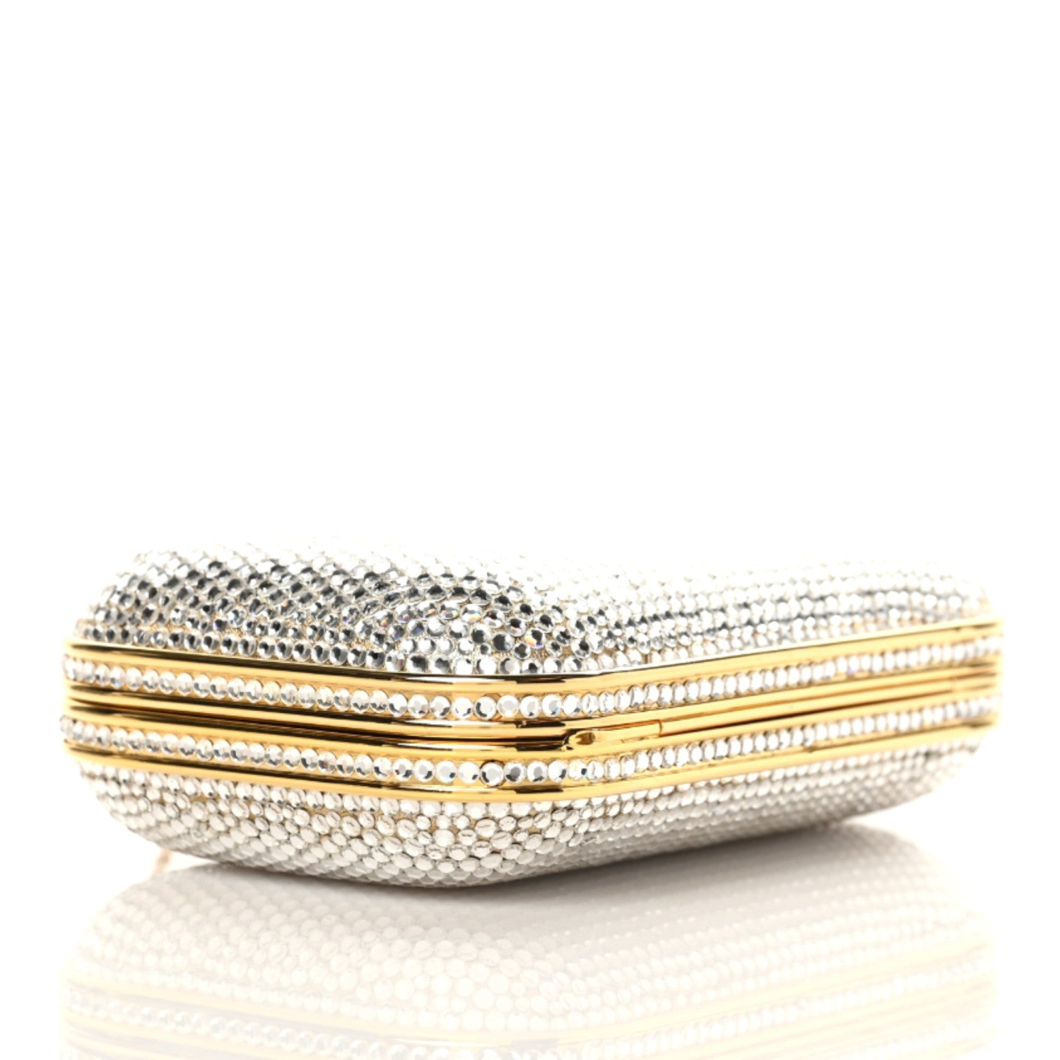 Judith Leiber Swarovski Crystal Minaudiere Clutch Gold 4 of 9