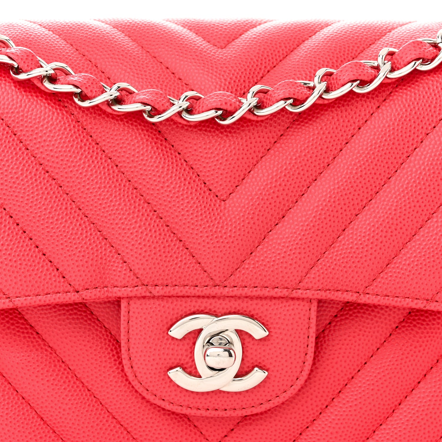 Chanel Caviar Chevron Quilted Small Double Flap Red 8 of 10