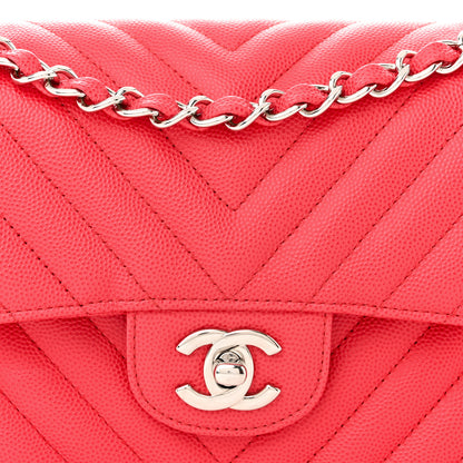 Chanel Caviar Chevron Quilted Small Double Flap Red 8 of 10