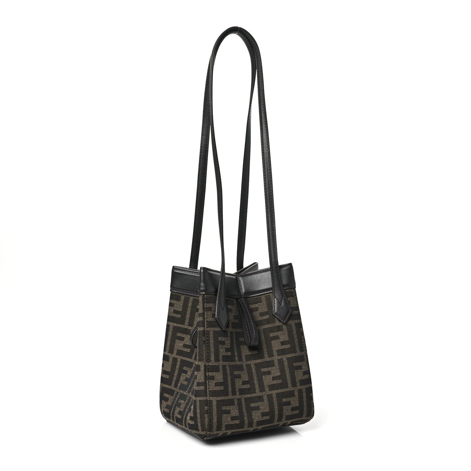 Fendi Fabric Jacquard Vitello Grace FF 1974 Mini Fendi Origami Tobacco Moro Ebano 3 of 10