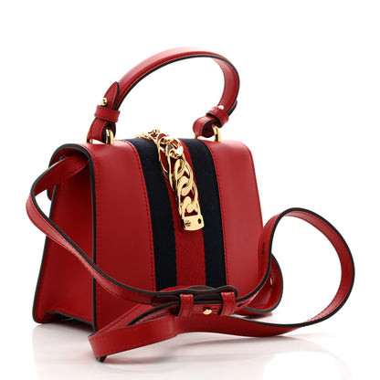 Gucci Calfskin Mini Sylvie Top Handle Bag Hibiscus Red 3 of 13