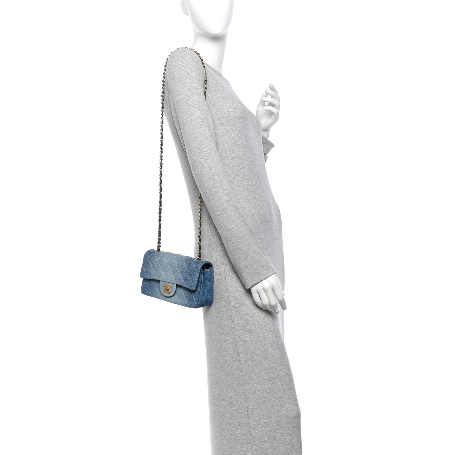 Chanel Washed Denim Quilted Mini Rectangular Flap  Blue 2 of 11