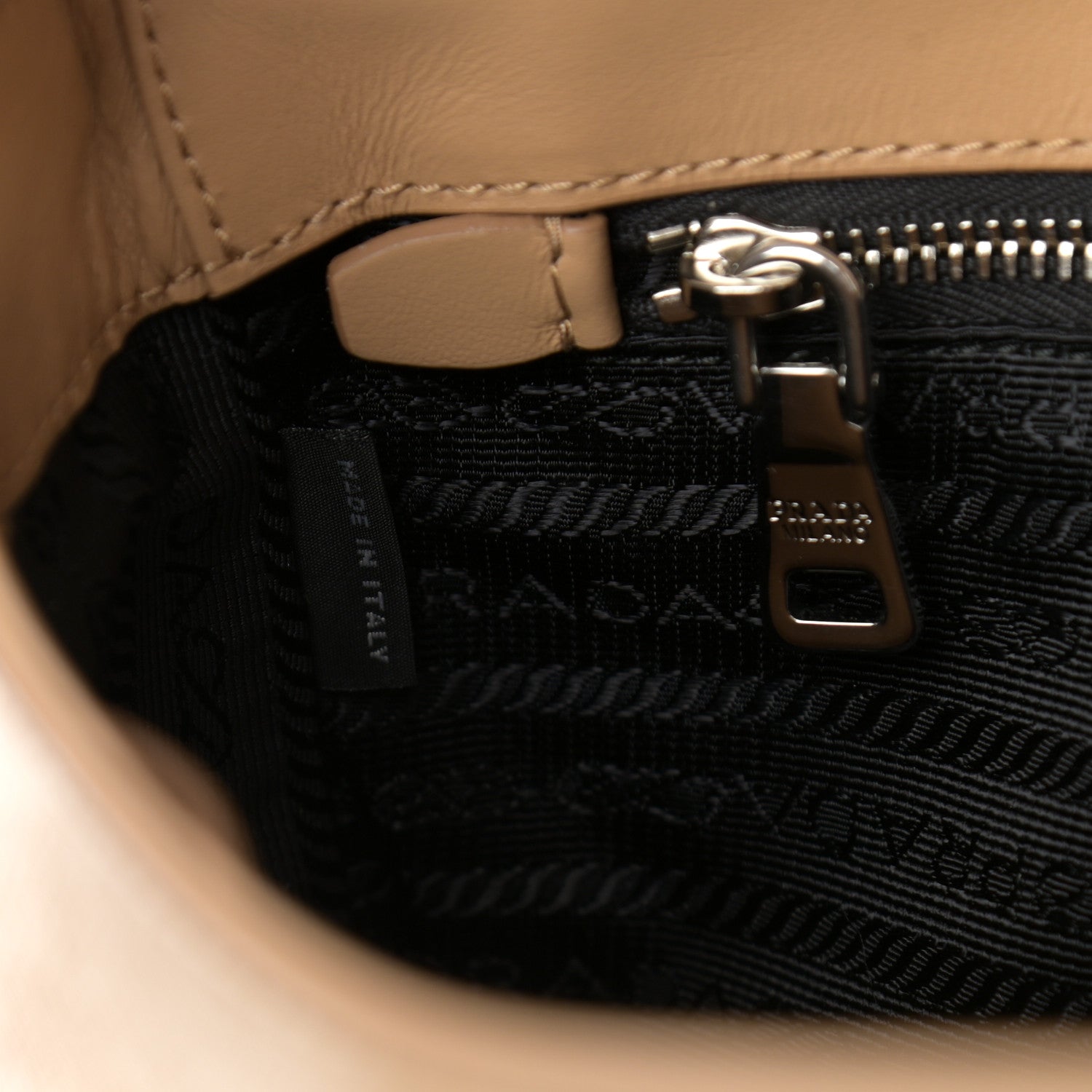 Prada Saffiano Vernice Flap Chain Crossbody Bag Sabbia 7 of 10
