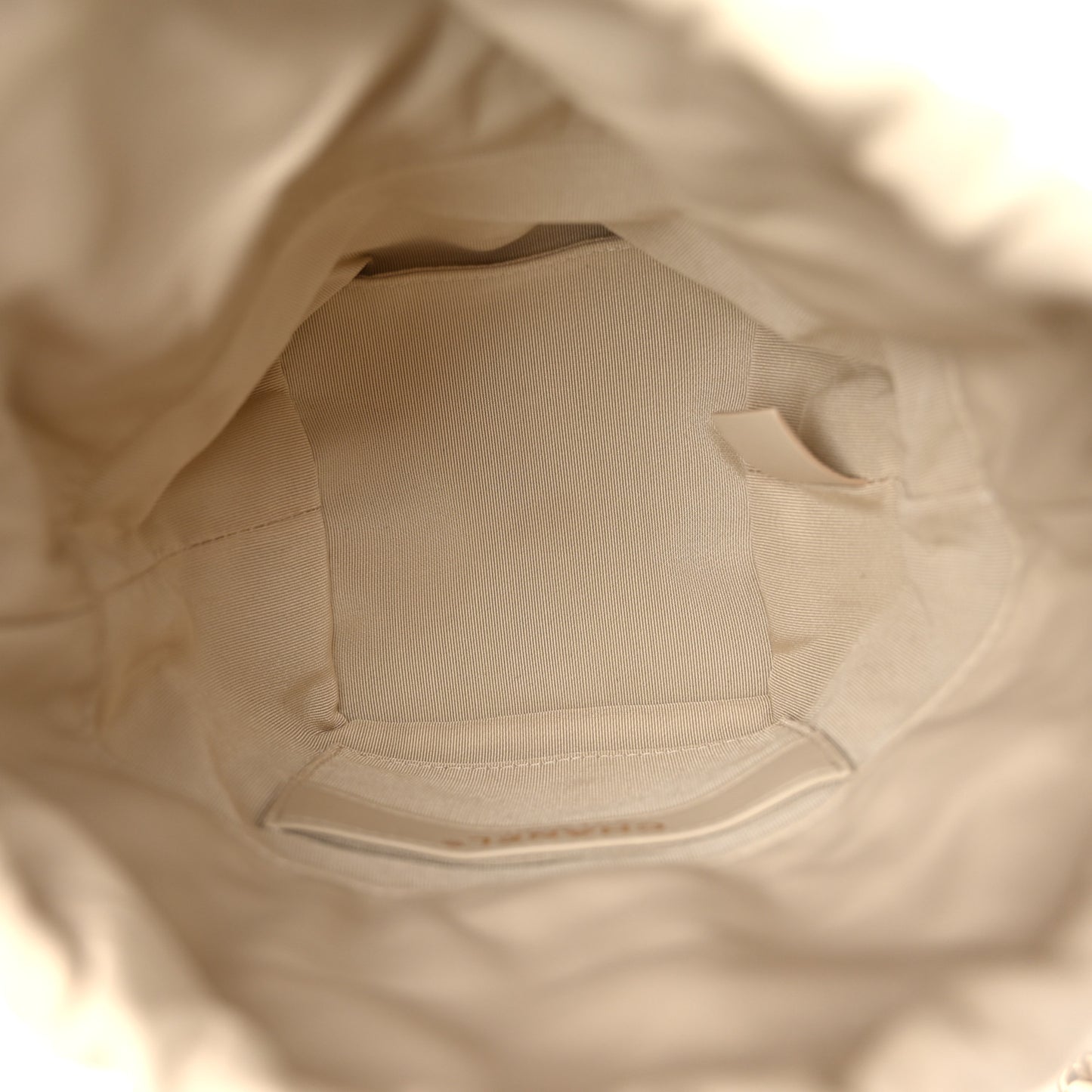 Lambskin Bucket Chain Drawstring Bag Beige