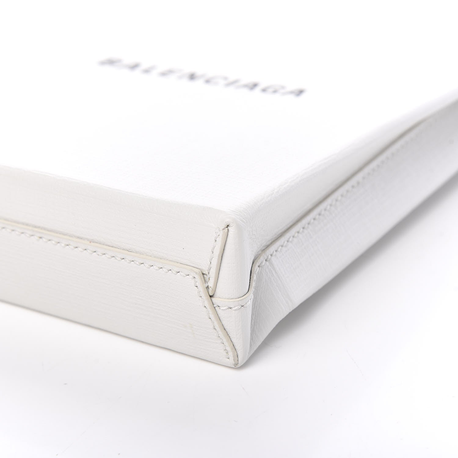 Balenciaga Squared Calfskin Logo Shopping Envelope Clutch White 10 of 10